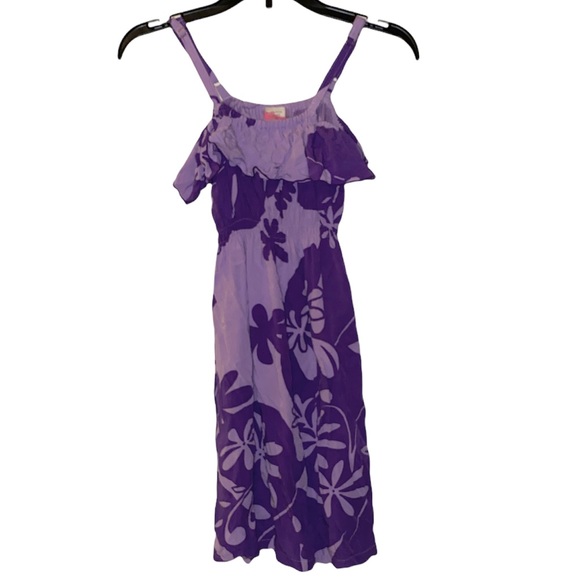 C & R Beachwear - Girls Hawaiian Aloha Wear Purple Flower Dress (Size: 7) - Picture 3 of 7